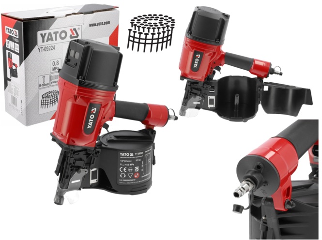 GWOŹDZIARKA PNEUMATYCZNA BĘBNOWA STOLARSKA TAPICERSKA NA GWOŹDZIE 65-100mm YATO YT-09224
