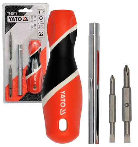 WKRĘTAK DWUSTRONNY Z WYMIENNYMI KOŃCÓWKAMI BITAMI YATO YT-25971