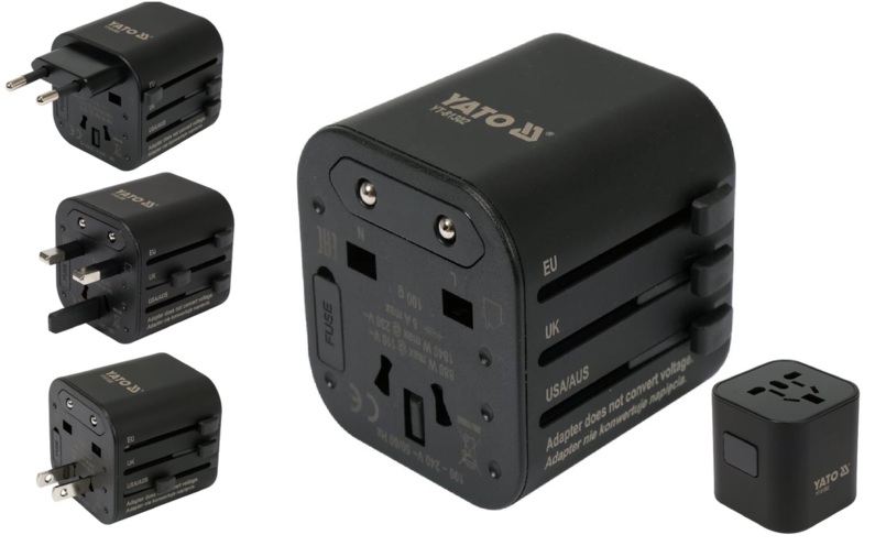 UNIWERSALNY ADAPTER PODRÓŻNY PRZEJŚCIÓWKA WTYCZKA USA UK CHINA EU PL 110-230V YATO YT-81302