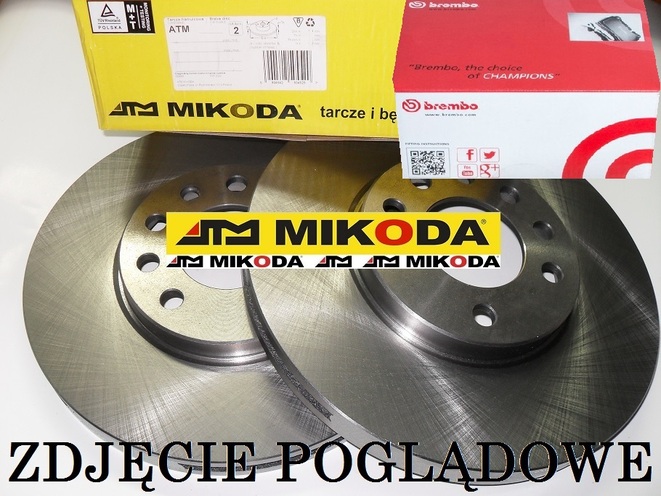 Tarcze hamulcowe pełne MIKODA 2525 + KLOCKI BREMBO P37006 - JEEP GRAND CHEROKEE II (WJ, WG) - OŚ TYLNA
