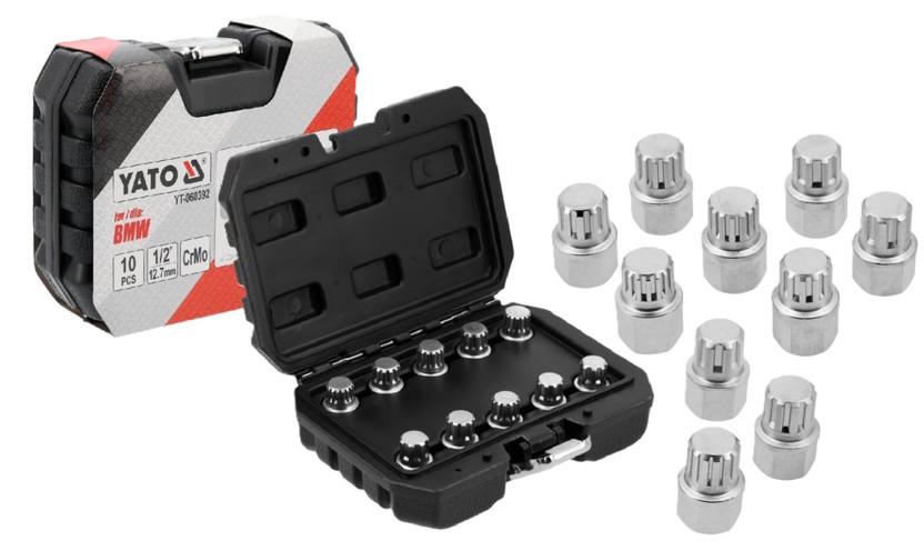 ZESTAW NASADEK NASADKI DO ŚRUB ZABEZPIECZAJĄCYCH BMW 10el. YATO YT-060392