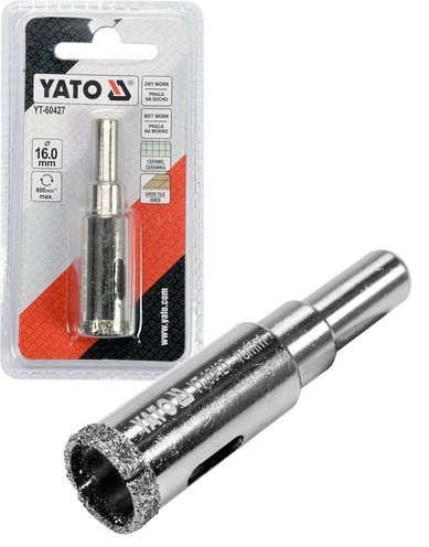 WIERTŁO DIAMENTOWE OTWORNICA DO GRESU SZKŁA CERAMIKI  DO WIERCENIA NA MOKRO I SUCHO 16mm YATO YT-60427