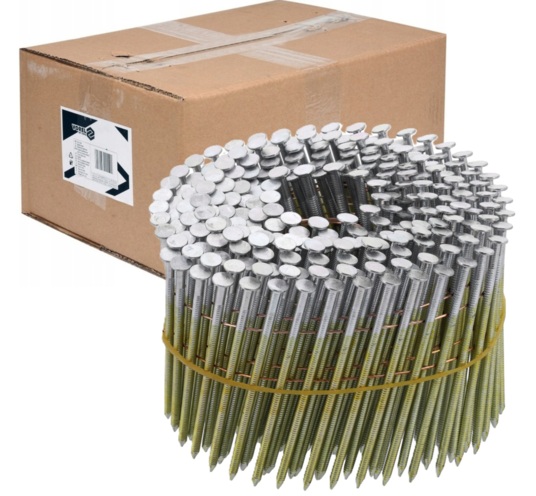 GWOŹDZIE BĘBNOWE DO GWOŹDZIARKI BĘBNOWEJ PIERŚCIENIOWE OCYNKOWANE KOLETOWANE 80mm śr. 2,8mm 3000szt. VOREL 72021