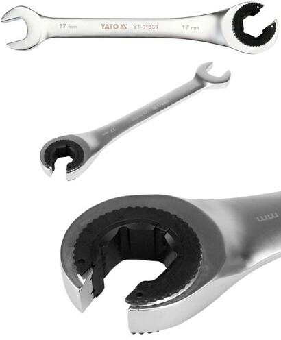KLUCZ PÓŁOTWARTY PŁASKO-OCZKOWY Z GRZECHOTKĄ 17MM YATO YT-01339