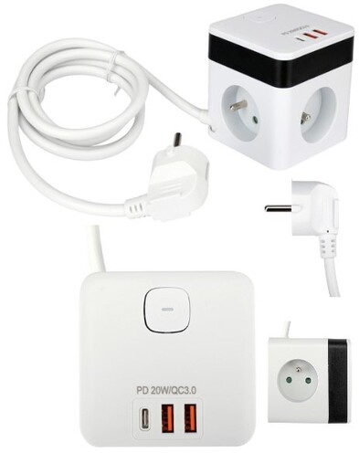 PRZEDŁUŻACZ ELEKTRYCZNY KOSTKA Z USB 3 GNIAZDA Z/U 1,5M STHOR 72480