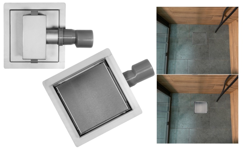 ODPŁYW LINIOWY QUAD KWADRAT STAL NIERDZEWNA WET&DRY 250X250mm FALA 75336