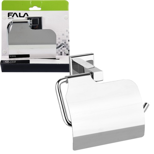 UCHWYT ŁAZIENKOWY Z KLAPKĄ ŚCIENNY NA PAPIER TOALETOWY QUAD CHROM FALA 69315