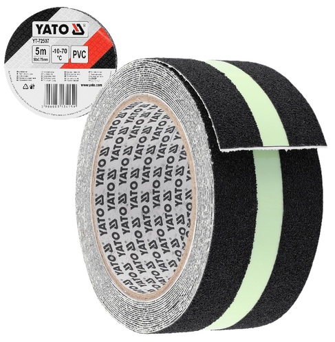 TAŚMA KLEJĄCA ANTYPOŚLIZGOWA Z PASKIEM ODBLASKOWYM PVC 50mm 5m YATO YT-72507