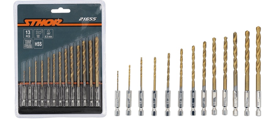 ZESTAW WIERTEŁ WIERTŁO DO METALU HSS HEX 1/4