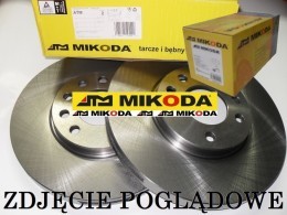 Tarcze hamulcowe pełne MIKODA 0295 + KLOCKI MIKODA 70295 - AUDI SEAT SKODA VW - OŚ TYLNA