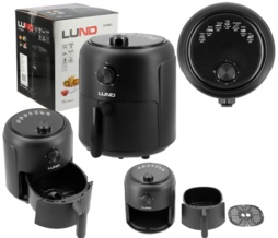 FRYTKOWNICA BEZTŁUSZCZOWA AIR FRYER DO SMAŻENIA PIECZENIA 1000W 2,6L CZARNA LUND 67560