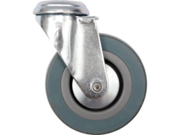 KÓŁKO SKRĘTNE 125MM Z SZARĄ GUMĄ I OTWOREM MOCUJĄCYM VOREL 87374