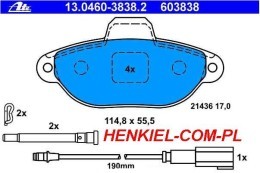 KLOCKI HAMULCOWE ATE 13.0460-3838.2 - PRZÓD