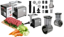 MASZYNKA DO MIELENIA MIĘSA NADZIEWARKA DO KIEŁBASY + SZATKOWNICA 67906 STAL NIERDZEWNA 350W LUND 67903