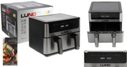 FRYTKOWNICA BEZTŁUSZCZOWA AIR FRYER DWUKOMOROWA PODWÓJNA DO SMAŻENIA PIECZENIA 2600W 10L LUND 67595