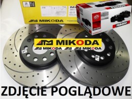 Tarcze hamulcowe wentylowane MIKODA 2264 GT malowane, nacinane, wiercone, kolor: czarny + KLOCKI FERODO FDB4136  - TOYOTA AURIS (_E15_) AURIS (_E18_) MIRAI (JPD1_) PRIUS C (NHP10_) PRIUS PLUS (_W4_) RAV 4 III (_A3_) RAV 4 IV (_A4_) - OŚ PRZEDNIA 