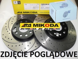 Tarcze hamulcowe wentylowane MIKODA 1346 GT malowane, nacinane, wiercone, kolor: czarny + KLOCKI BLUE PRINT ADM542110 - MAZDA MX-5 IV (ND) MX-5 RF Targa (ND) - OŚ PRZEDNIA