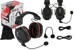 NAUSZNIKI SŁUCHAWKI PRZECIWHAŁASOWE OCHRONNE AKTYWNE ELEKTRONICZNE Z BLUETOOTH 32dB YATO YT-74627