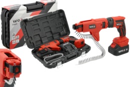 WKRĘTARKA TAŚMOWA DO REGIPSÓW  PŁYT GK OSB Z PODAJNIKIEM 4Ah + ŁADOWARKA YATO YT-82075