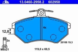 KLOCKI  ATE 13.0460-2958.2  AUDI A4 COUPE 80 90 SEAT INCA TOLEDO VW CADY GOLF PASSAT VENTO -- PRZÓD