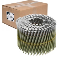 GWOŹDZIE BĘBNOWE DO GWOŹDZIARKI BĘBNOWEJ PIERŚCIENIOWE OCYNKOWANE KOLETOWANE 90mm śr. 2,8mm 3000szt. VOREL 72022