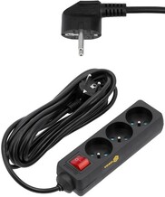 PRZEDŁUŻACZ ELEKTRYCZNY, BLACK, 3 GNIAZDA Z UZIEMIENIEM, 5M Z WYŁĄCZNIKIEM VOREL 72627