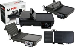 GRILL OPIEKACZ ELEKTRYCZNY STOŁOWY ROZKŁADANY Z REGULACJĄ  2w1 2000W LUND 67455