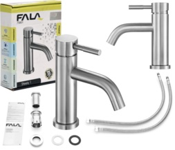 BATERIA UMYWALKOWA STOJĄCA KRAN STEELY 1 SREBRNA INOX FALA 75801