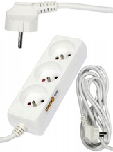 PRZEDŁUŻACZ ELEKTRYCZNY, BIAŁY, 3 GNIAZDA Z UZIEMIENIEM, 3M VOREL 72504
