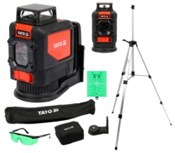 LASER SAMOPOZIOMUJĄCY ZIELONY 5 LINIOWY 360° STATYW 1.5M Z AKCESORIAMI YATO YT-30440