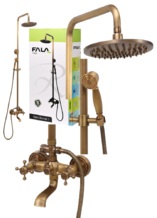KOLUMNA PRYSZNICOWA DESZCZOWNICA Z BATERIĄ RETRO BRONZE 1 MOSIĄDZ FALA 75829