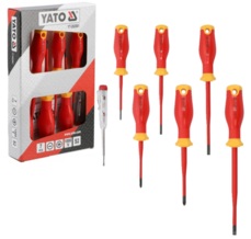 WKRĘTAK ŚRUBOKRĘT IZOLOWANY PŁASKI PHILIPS PH PRÓBNIK TESTER NAPIĘCIA EXTRA SLIM kpl. 7el. YATO YT-282681