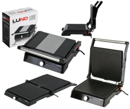 GRILL OPIEKACZ ELEKTRYCZNY ROZKŁADANY KONTAKTOWY KOMPAKTOWY 2000W LUND 67451