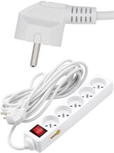 PRZEDŁUŻACZ ELEKTRYCZNY, BIAŁY, 5 GNIAZD Z UZIEMIENIEM, 5M Z WYŁĄCZNIKIEM VOREL 72534 