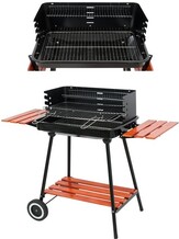 KLASYCZNY GRILL WĘGLOWY Z PÓŁKAMI, CHROMOWANY RUSZT ROŻEN 53X33 LUND 99911 