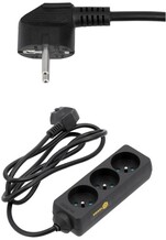 PRZEDŁUŻACZ ELEKTRYCZNY, CZARNY, 3 GNIAZDA Z UZIEMIENIEM, 1,5M VOREL 72615 