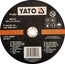 TARCZA DO CIĘCIA METALU 230 x 2 x 22 mm YATO YT-5927