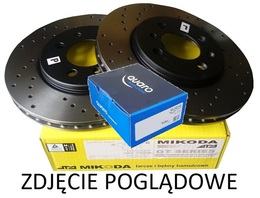 Tarcze hamulcowe wentylowane MIKODA 1493 malowane, wiercone, kolor: czarny + KLOCKI QUARO QP4012C ceramiczne - MERCEDES KLASA A (W176) KLASA B (W246, W242) CLA Coupe (C117) CLA Shooting Brake (X117) KLASA GLA (X156) - OŚ PRZEDNIA