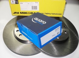 Tarcze hamulcowe wentylowane MIKODA 0282 +  KLOCKI CERAMICZNE QUARO QP2445C - AUDI A4 (B8) A5 (8T3) Q5 (8RB) - OŚ PRZEDNIA