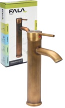 BATERIA UMYWALKOWA STOJĄCA WYSOKA KRAN RETRO BRONZE 2 ANTYCZNE ZŁOTO MOSIĄDZ FALA 75837