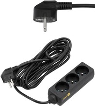 PRZEDŁUŻACZ ELEKTRYCZNY, CZARNY, 3 GNIAZDA Z UZIEMIENIEM, 5M VOREL 72617 