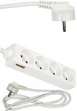 PRZEDŁUŻACZ ELEKTRYCZNY, BIAŁY, 4 GNIAZDA Z UZIEMIENIEM, 1,5 M VOREL 72501 