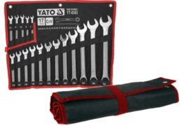 KLUCZE PŁASKO - OCZKOWE Z POLEROWANĄ GŁÓWKĄ 8-32mm kpl. 17szt. YATO YT-0363