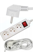 PRZEDŁUŻACZ ELEKTRYCZNY, BIAŁY 3 GNIAZDA Z UZIEMIENIEM, 3 M Z WYŁĄCZNIKIEM VOREL 72528 