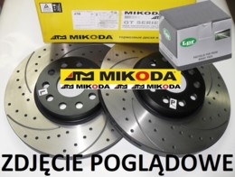 Tarcze hamulcowe wentylowane MIKODA 2246 GT malowane, nacinane, wiercone, kolor: czarny + KLOCKI LPR 05P1258 - TOYOTA AURIS (_E15_) COROLLA Sedan (_E15_) COROLLA Sedan (_E18_, ZRE1_) - OŚ PRZEDNIA