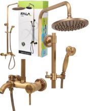 KOLUMNA PRYSZNICOWA DESZCZOWNICA Z BATERIĄ RETRO BRONZE 2 MOSIĄDZ FALA 75838