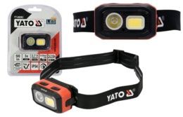 LATARKA LAMPKA CZOŁOWA Z REGULACJĄ I CZUJNIKIEM RUCHU 500lm IP54 3XAAA 3,7V 1000mAh YATO YT-08593