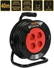 PRZEDŁUŻACZ BĘBNOWY, 4 GNIAZDA, 3X1MM2, 40M VOREL 82684