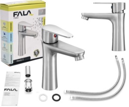BATERIA UMYWALKOWA STOJĄCA KRAN STEELY 2 SREBRNA INOX FALA 75802
