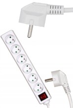PRZEDŁUŻACZ ELEKTRYCZNY, BIAŁY, 6 GNIAZD Z UZIEMIENIEM, 5M Z WYŁĄCZNIKIEM  VOREL 72535 